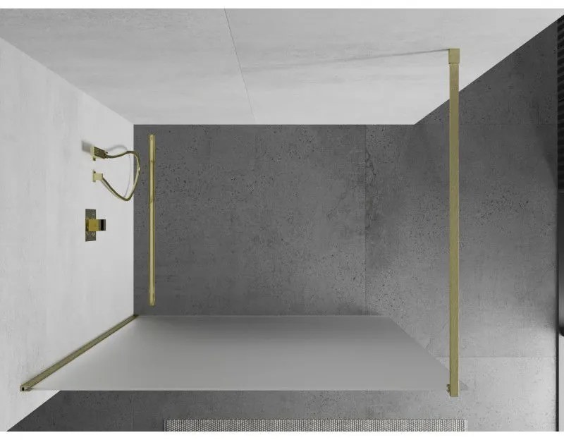 Mexen Kioto, Walk-In zuhany paraván 90 x 200 cm, 8 mm-es matt üveg, arany matt profil, 800-090-101-55-30