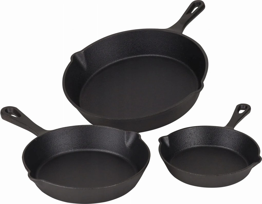 Öntöttvas steak serpenyő szett, 3 db-os
