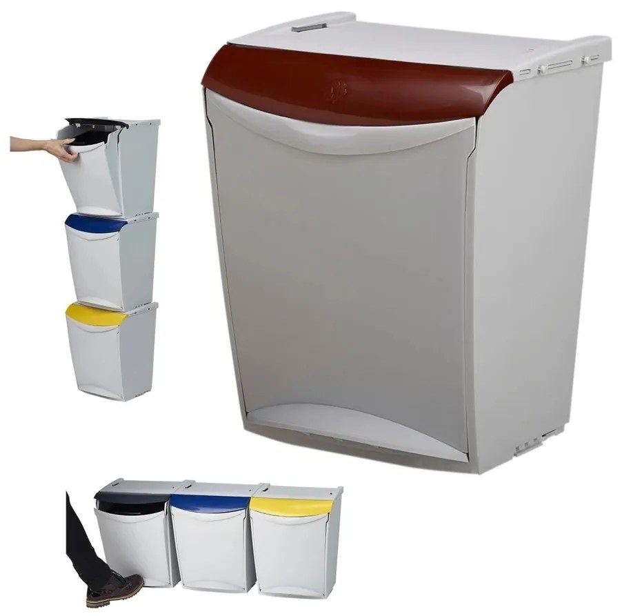 Denox Ekosystem Szelektív hulladékgyűjtő szemetes25 l, barna - biohulladék