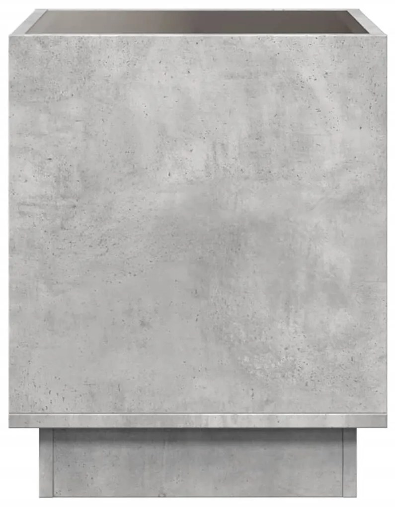 betonszürke végtelen hatású LED-es dohányzóasztal 50x50x50 cm