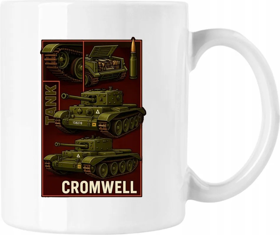 Brit tank bögre WW2 Cromwell fehér 330ml
