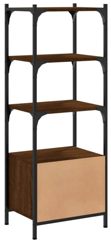 3 szintes barna tölgy szerelt fa könyvespolc 41 x 30 x 109,5 cm