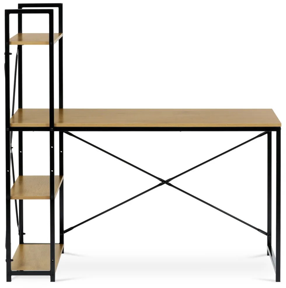 Birou cu rafturi, MDF, decor stejar, metal negru. GD-520 din Depozit