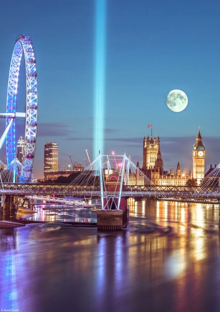 Poszter 21x29,7cm London panoráma a folyó túloldalán, Assaf Frank