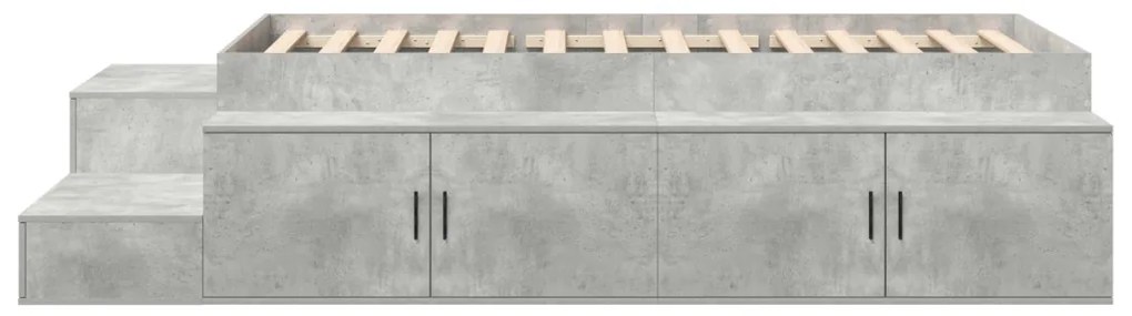 Ágykeret tárolóval Beton Szürke 234 x 103 x 53.5 cm Faanyag