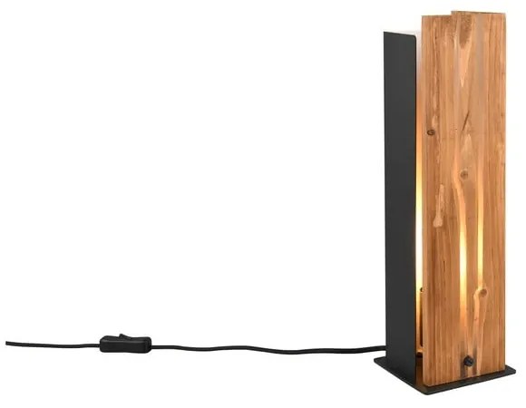 Fekete-natúr színű asztali lámpa fa búrával (magasság 40 cm) Karuni – Trio