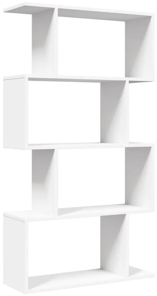 4 szintes fehér szerelt fa elválasztó könyvespolc 70x24x129 cm
