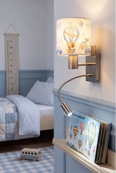 Brilagi - BOBO LED flexibilis lámpa 1xE27/25W/230V + LED/3W króm/fehér/kék/mackó