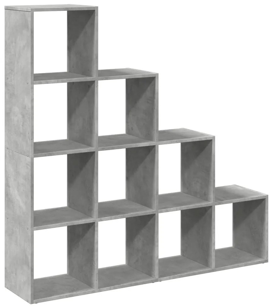 4 szintes betonszürke szerelt fa könyvespolc 131,5x29x131,5 cm