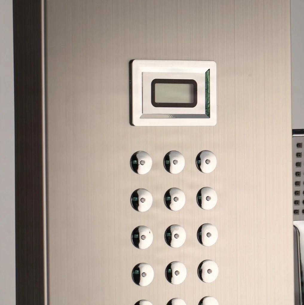 Zuhanypanel EYN TP1912L termosztáttal és masszázsfúvókákkal, falon kívüli kivitelben, többféle felülettel — Sarok
