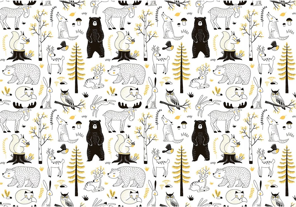 Fotótapéta Erdő állatai gyerekszobába vinil 254x184 +ragasztó