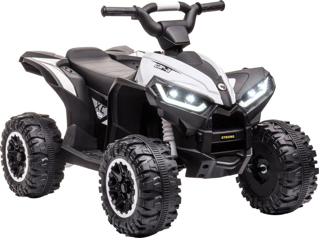 HOMCOM Elektromos Gyermek Quad 12V Előre, Hátra, Zene, USB Csatlakozás, LED Fények 3-6 km/h Elektromos Quad 3-5 Éves Gyerekeknek Fehér | Aosom