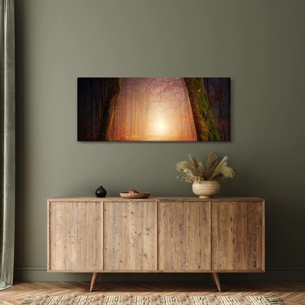 Őszi erdő képe a ködben (120x50 cm)