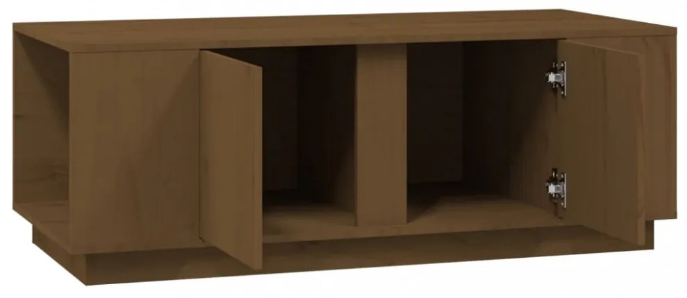 mézbarna tömör fenyőfa dohányzóasztal 110 x 50 x 40 cm