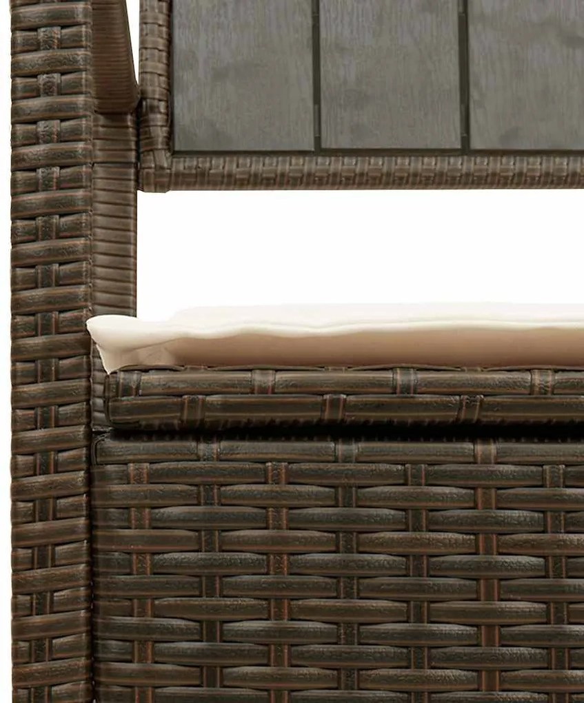 barna polyrattan kerti tárolópad párnával