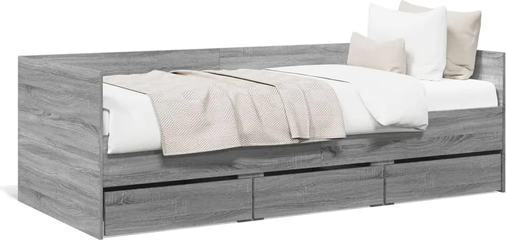 vidaXL szürke sonoma kanapéágy fiókkal matrac nélkül 90x200 cm