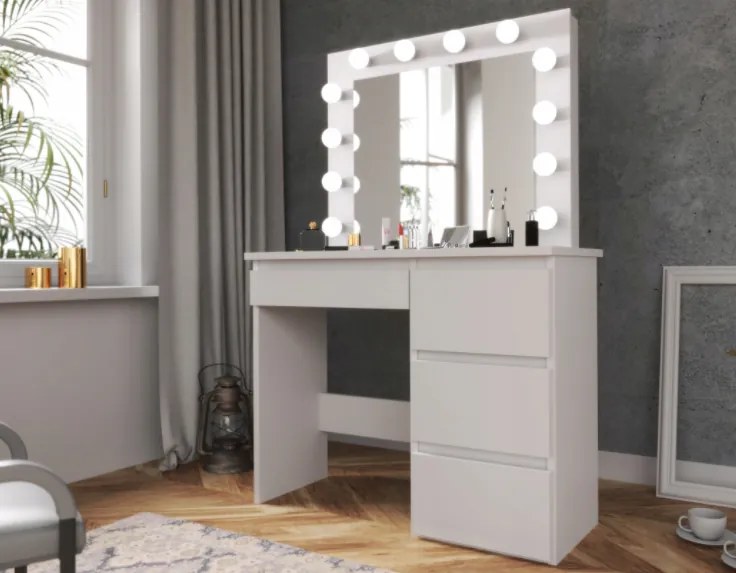 Öltöző asztal LED tükörrel Cleopatra White