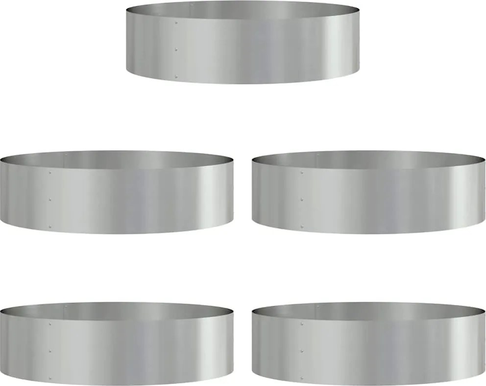 vidaXL Ültető gyűrű 5 pcs Ezüst 80 x 80 x 20 cm Horganyzott acél