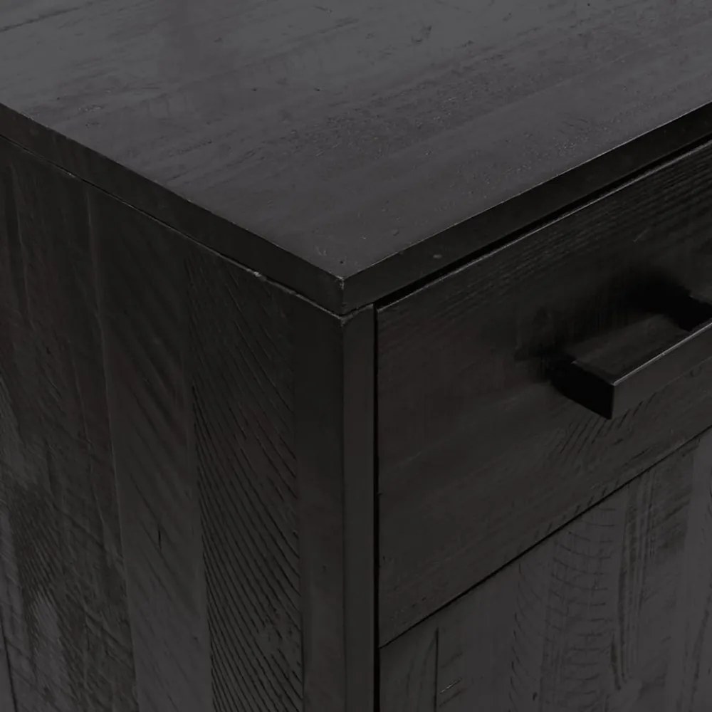 fekete tömör újrahasznosított fenyőfa cipőtartó 75x40x110 cm