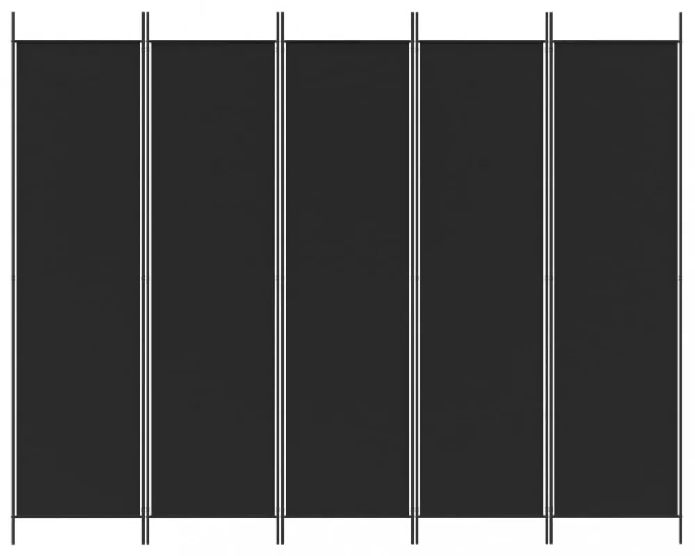 5 paneles fekete szövet térelválasztó 250x200 cm