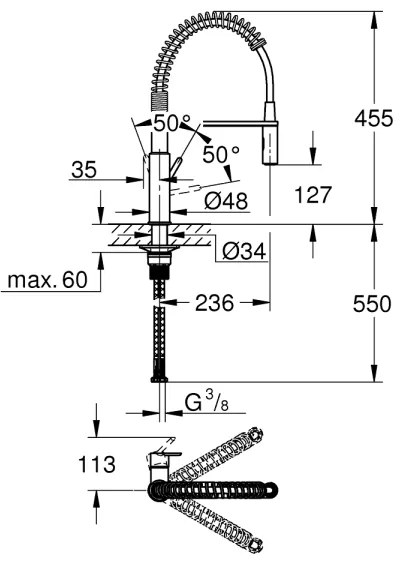 GROHE 30361000 - Konyhai csaptelep GET 455 mm, fényes króm