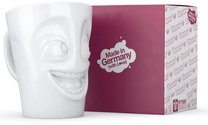 Fehér 'vigyorgó' porceláncsésze füllel, 350 ml - 58products