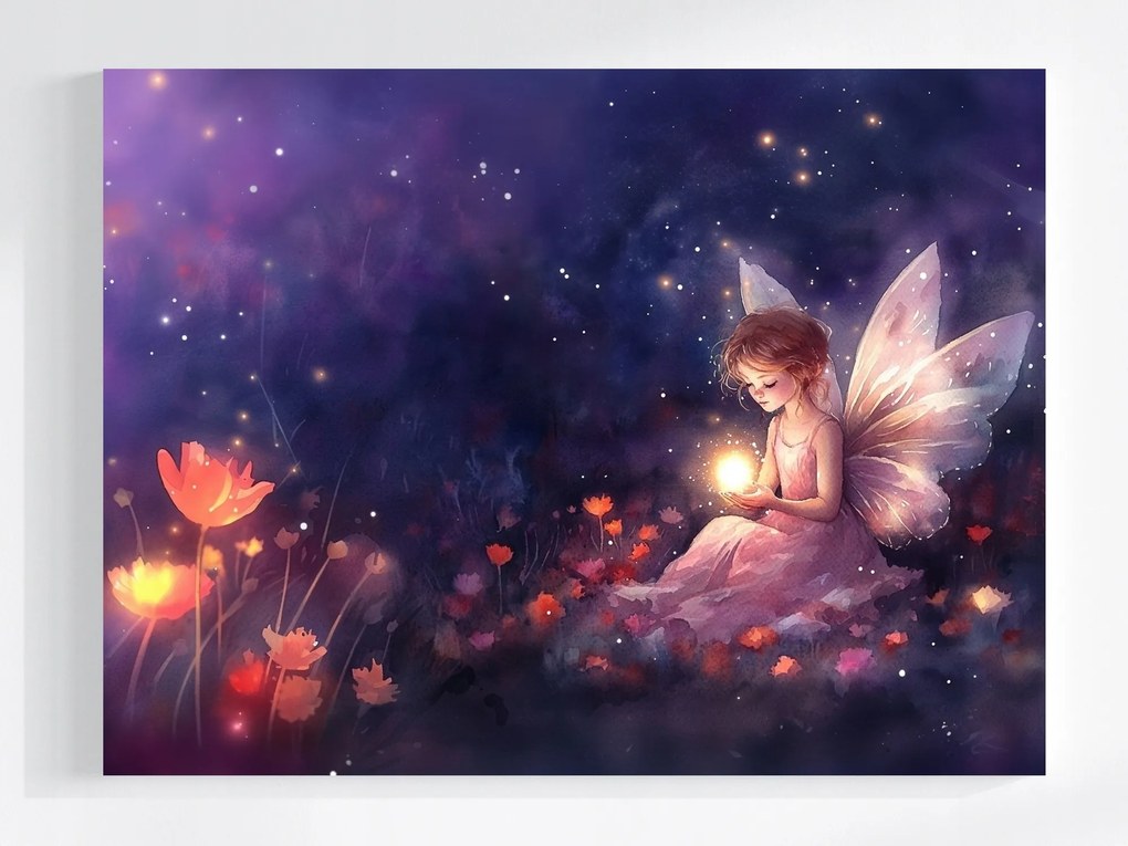 Canvas Vászonkép Gyerekek Lány Tündér Pillangó Virágok Varázslatok 80x60