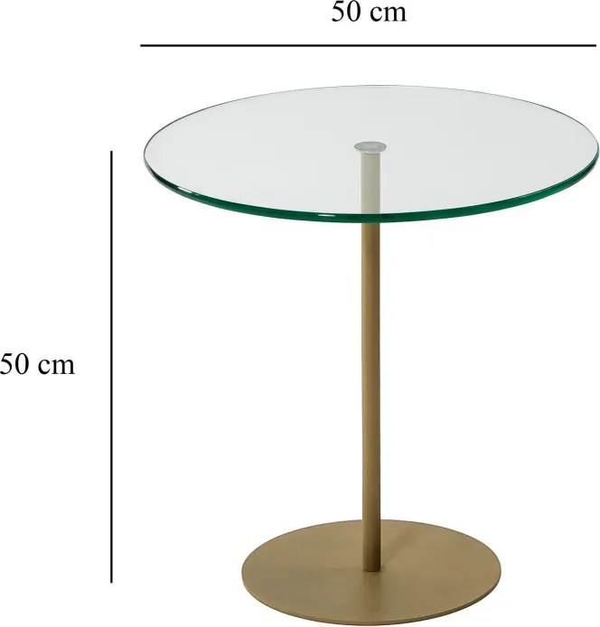 Üveg dohányzóasztal, arany, 50 cm
