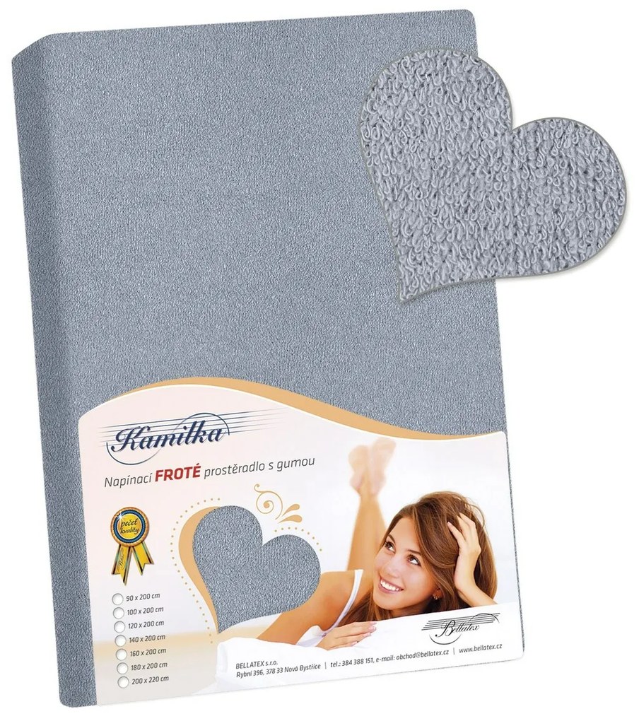 Kamilka frottír lepedő szürkéskék, 90 x 200 cm
