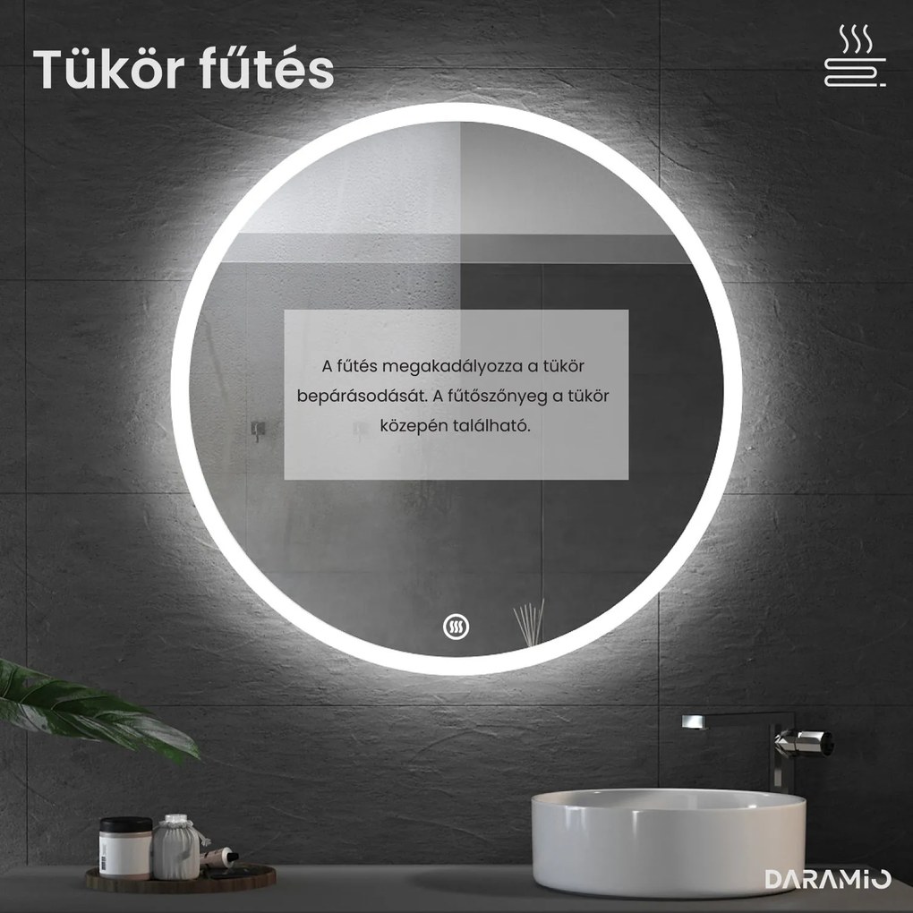 Kerek tükör LED világítással E1