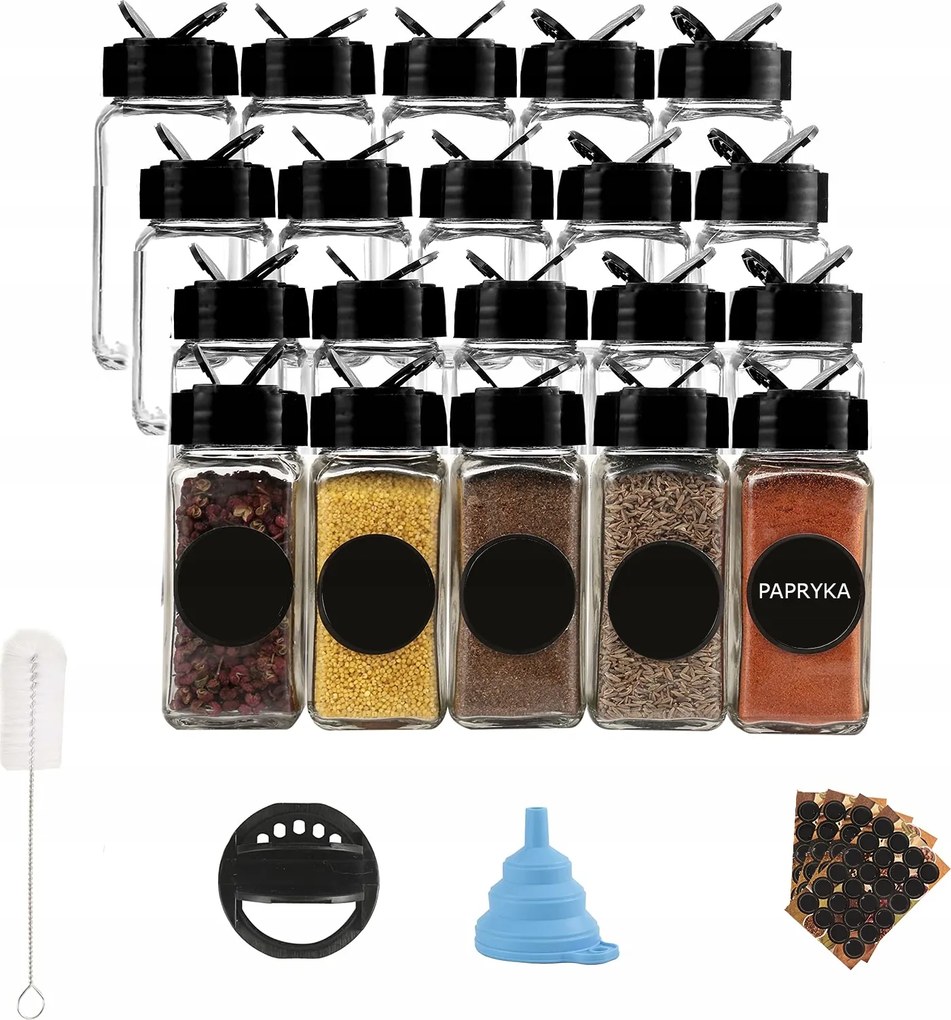 Fűszertartó Szett Üveg Tégelyek Matricák Címkék 20 Db
