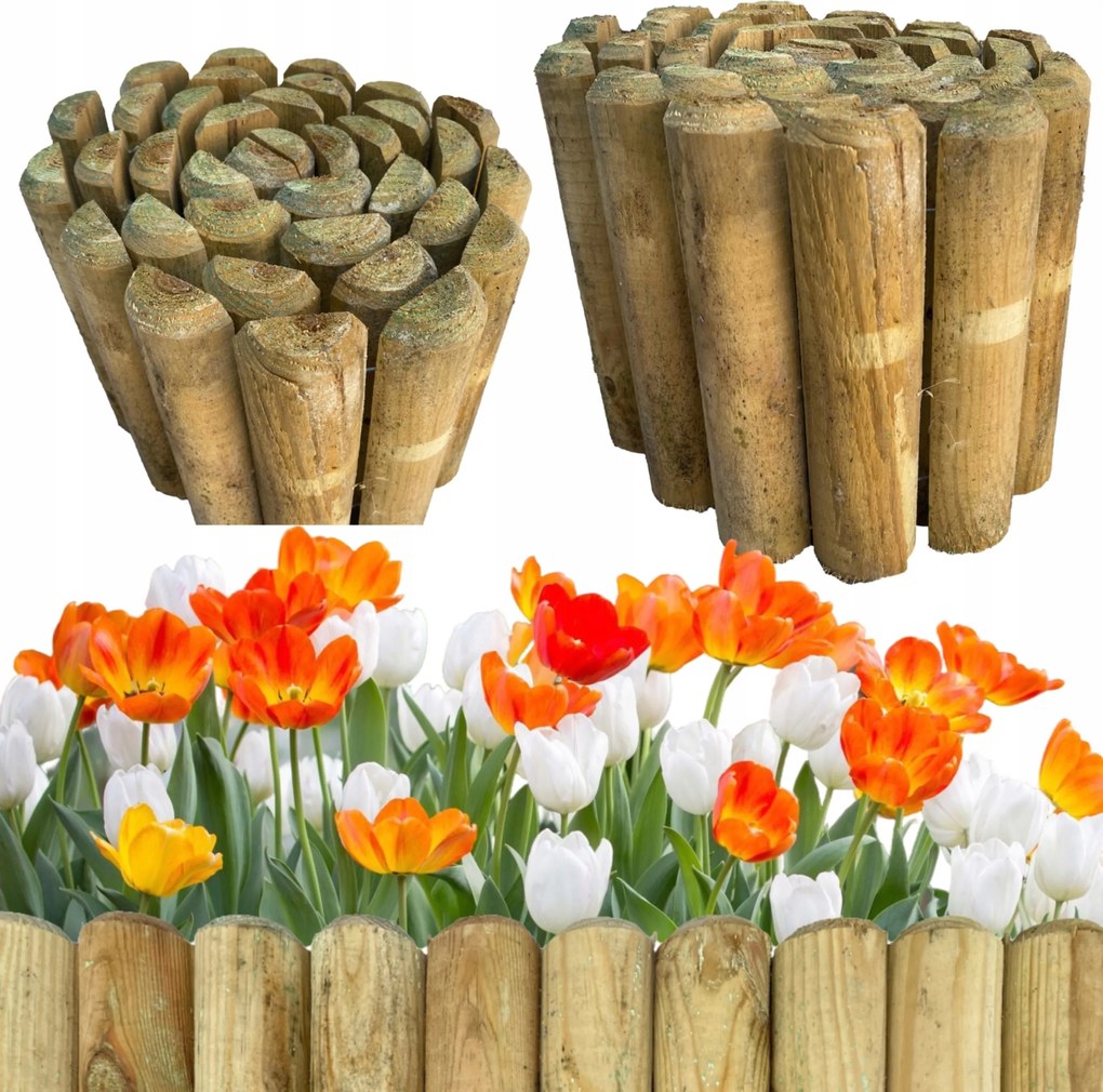 Rollborder 5x20x180 cm fa kerítés gyepszegély