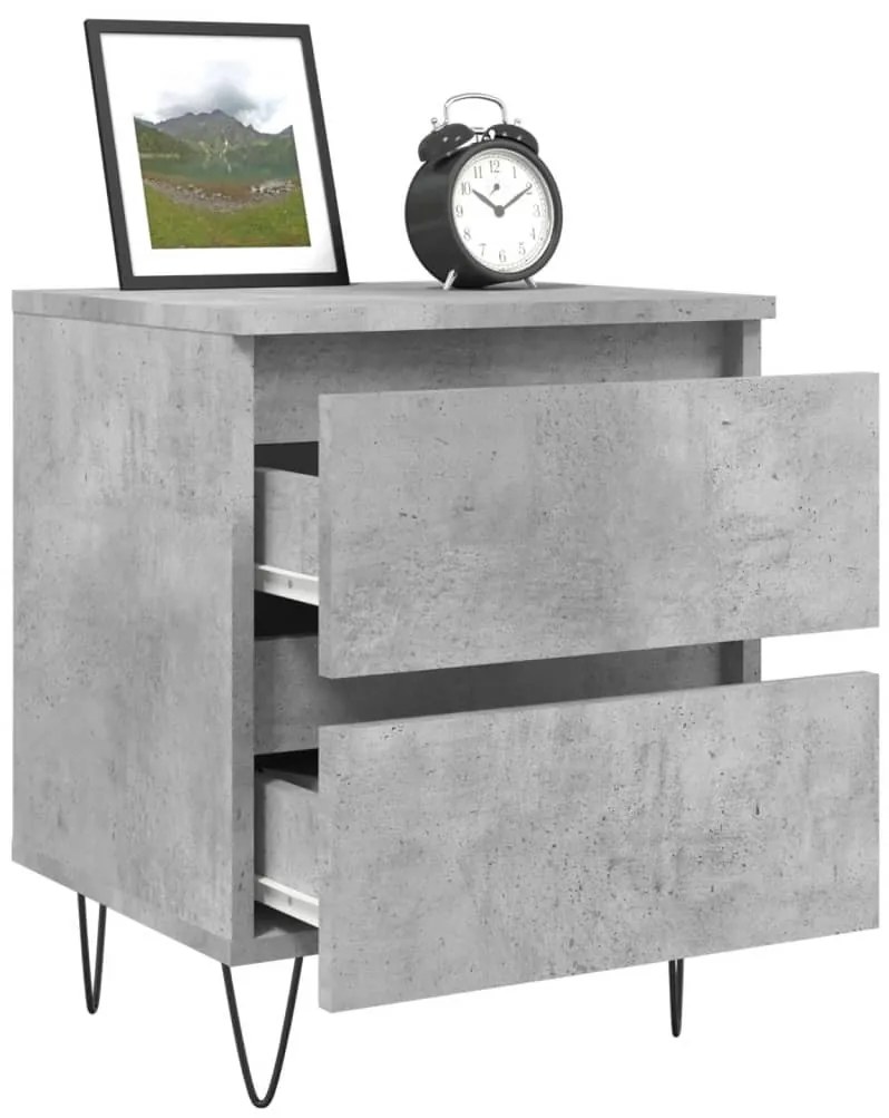 Betonszürke szerelt fa éjjeliszekrény 40x35x50 cm
