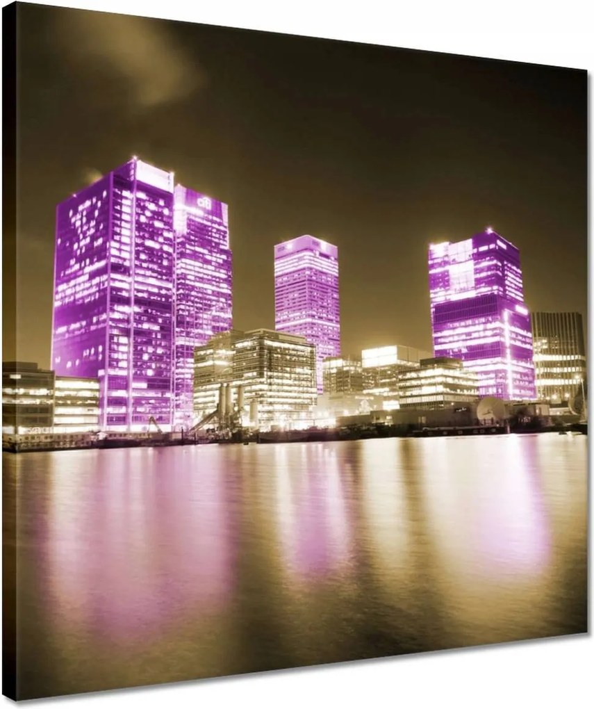 Vászonkép 40x40 Anglia lila felhőkarcolói