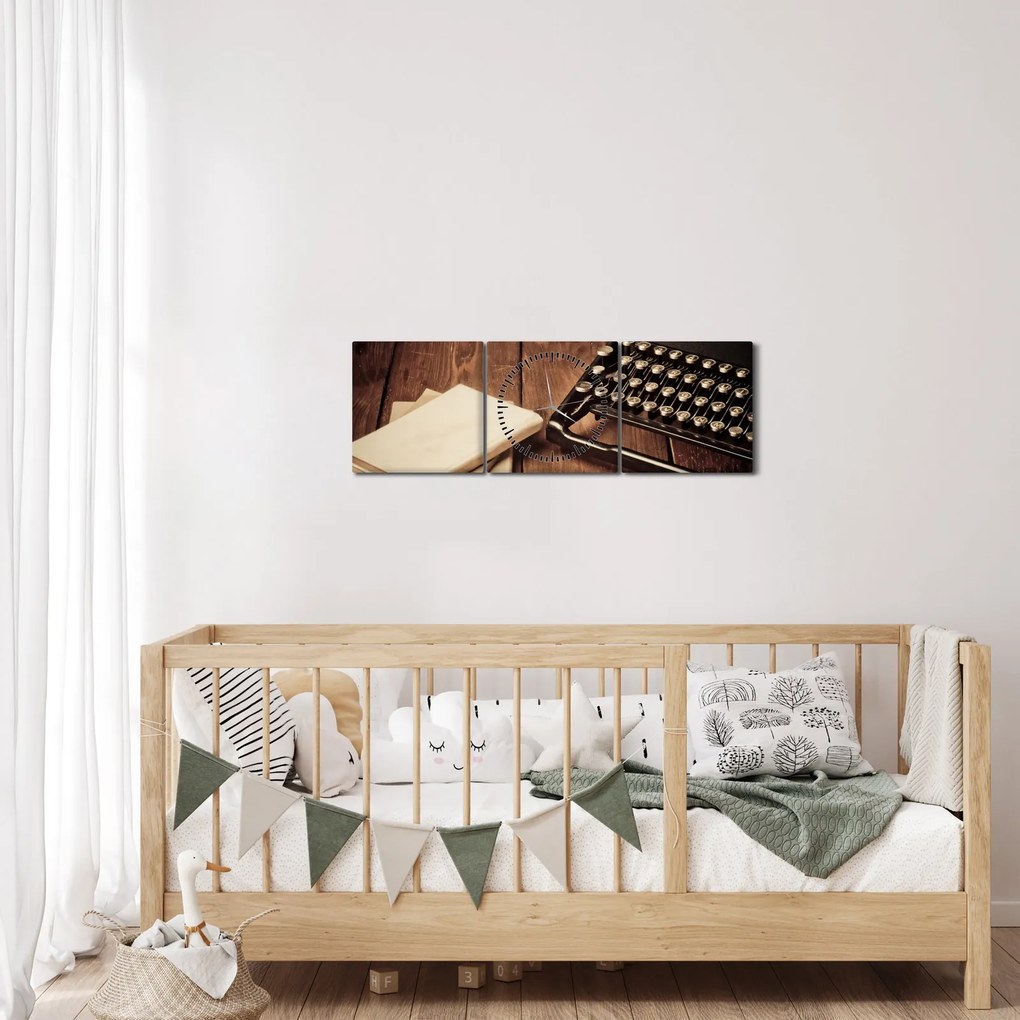 Egy írógép képe (órával) (90x30 cm)