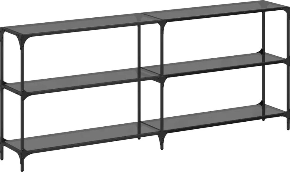 vidaXL acél tálalóasztal fekete üveglappal 194,5 x 30 x 81 cm