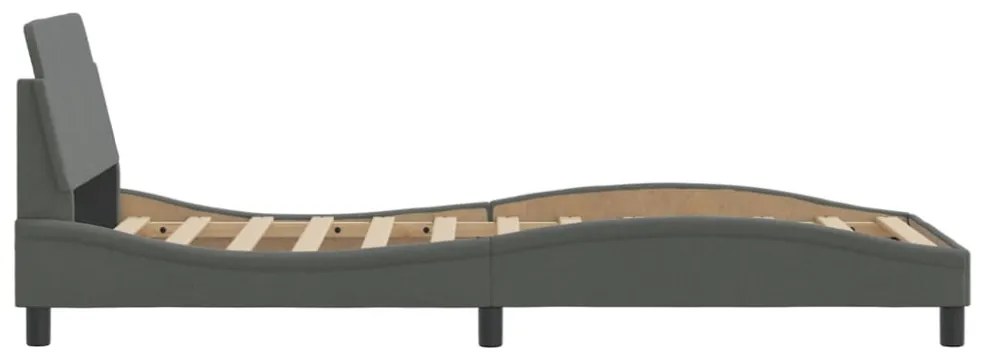 sötétszürke szövet ágykeret matrac nélkül 90x190 cm