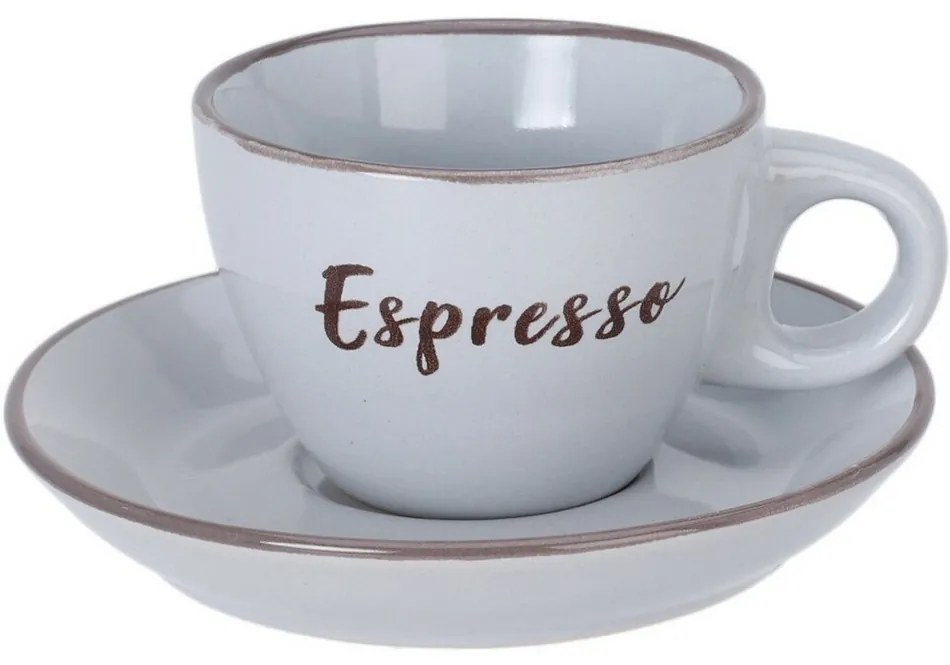 EspressokKőagyag csésze csészealjjal, 100 ml, világosszürke