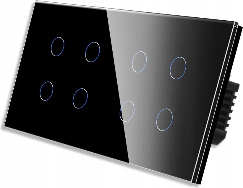 Érintőkapcsoló 2x Négyes 4+4 Üvegkapcsoló 8 Gomb