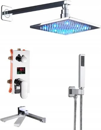 Süllyesztett Kijelzős Led Esőztető Szett 30CM Króm