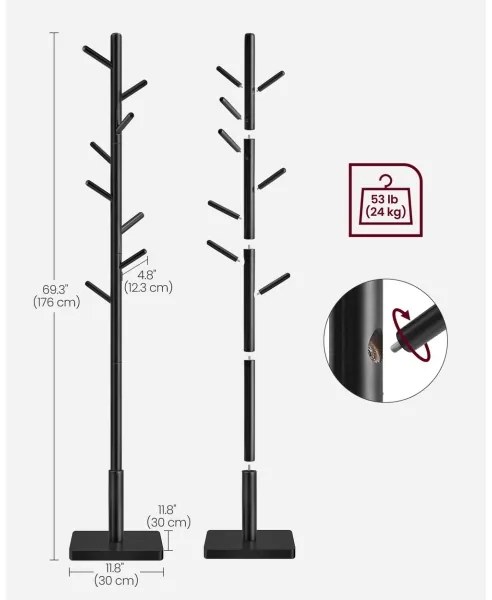 LINEA álló ruhafogas, fekete