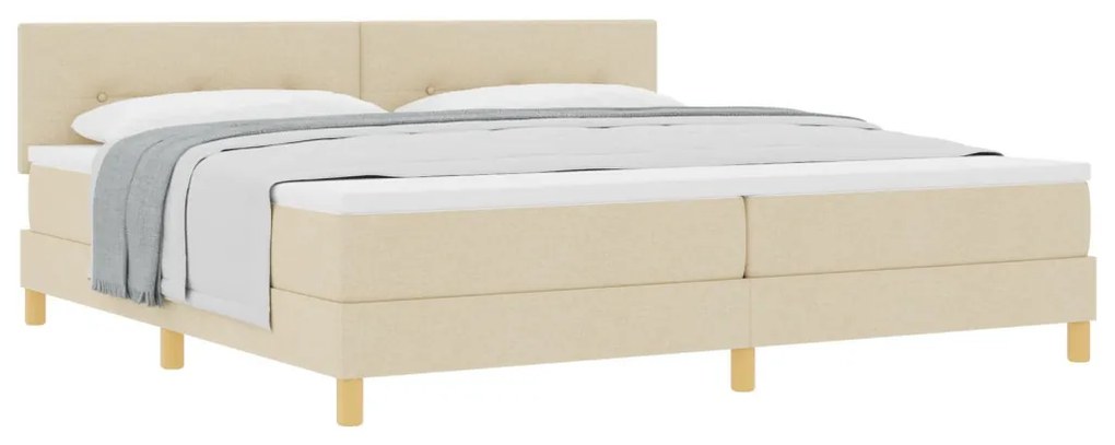 Boxspring Ágy Matraccal Krém 200x200 cm Szövet