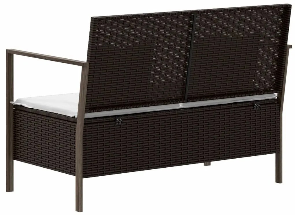 2 személyes barna polyrattan kerti kanapé párnával