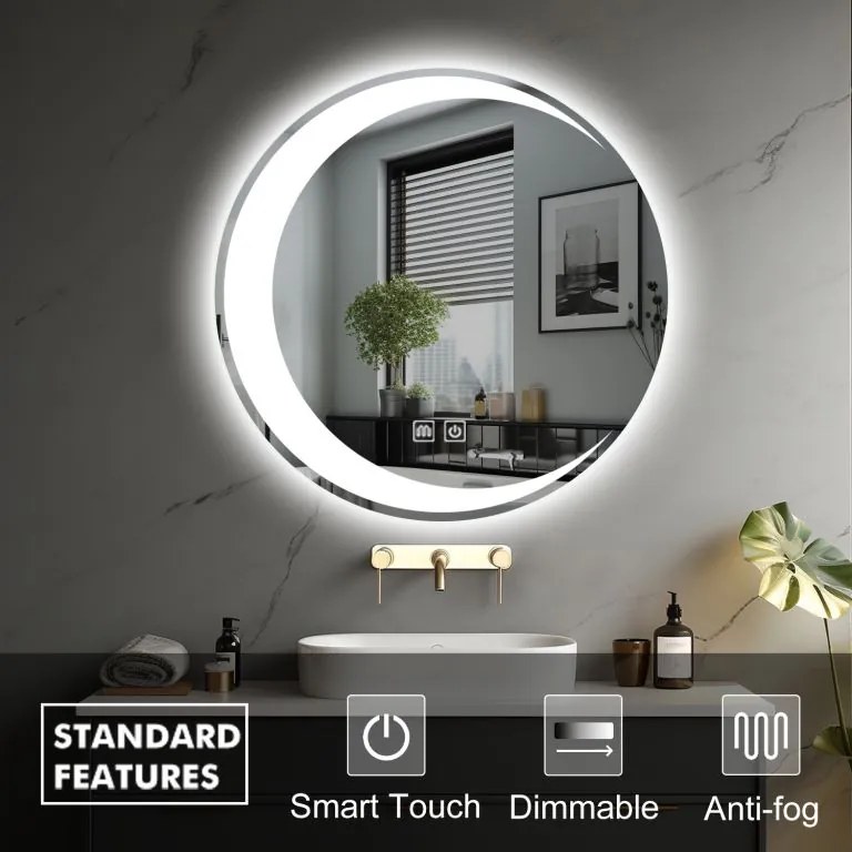 IREDA Fürdőszobatükör LED világítással kerek 70 cm