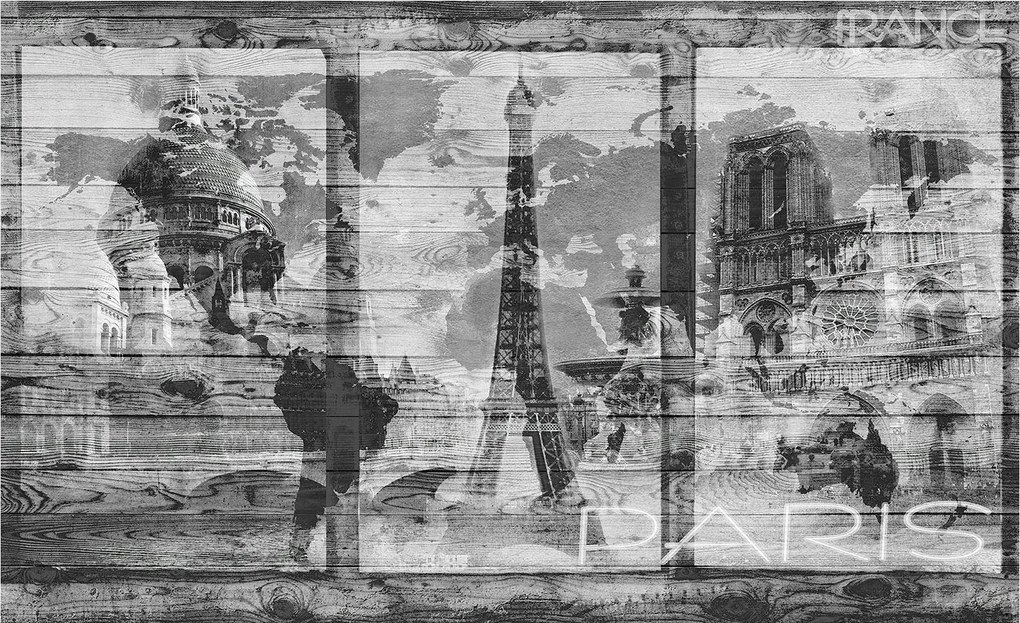 Fotótapéta Eiffel-torony Párizs retro vinil 254x184 +ragasztó