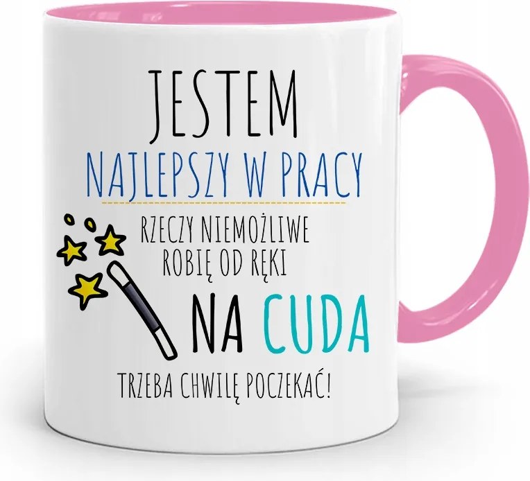 Munkavállaló Rózsaszín Bögre A Csodákra Meg Kell Várni a fényképes nyomtatással