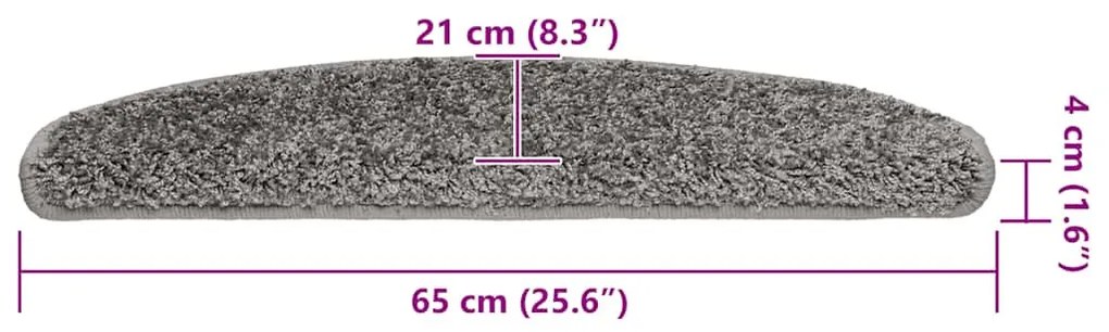 30 db szürke, félkör alakú, nagy lépcsőszőnyeg 65 x 21 x 4 cm