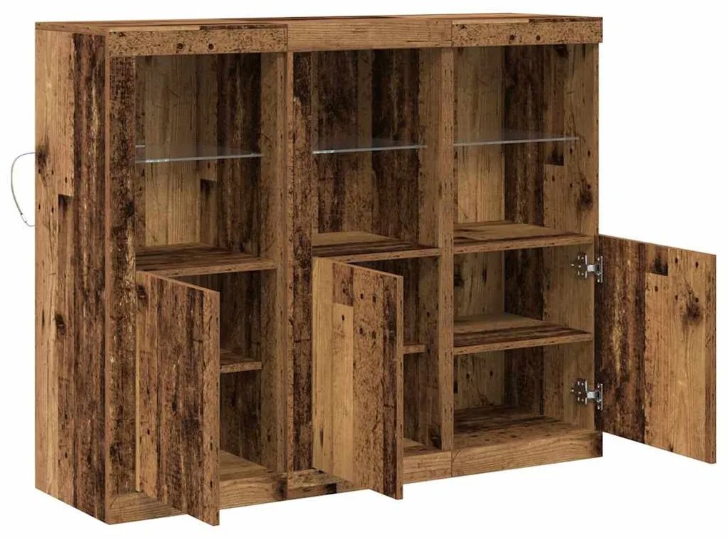 Széf 3 pcs Régi fa 123 x 37 x 100 cm Faanyag