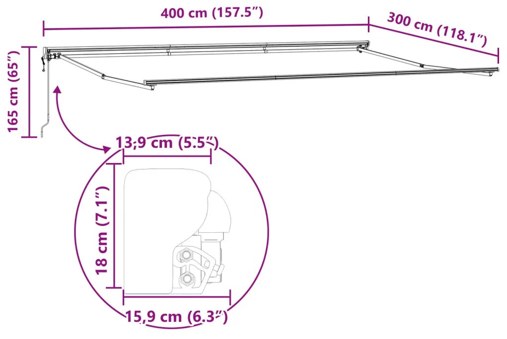 Napernyő keret Antracit 4 × 3 m Porszórt acél, alumínium