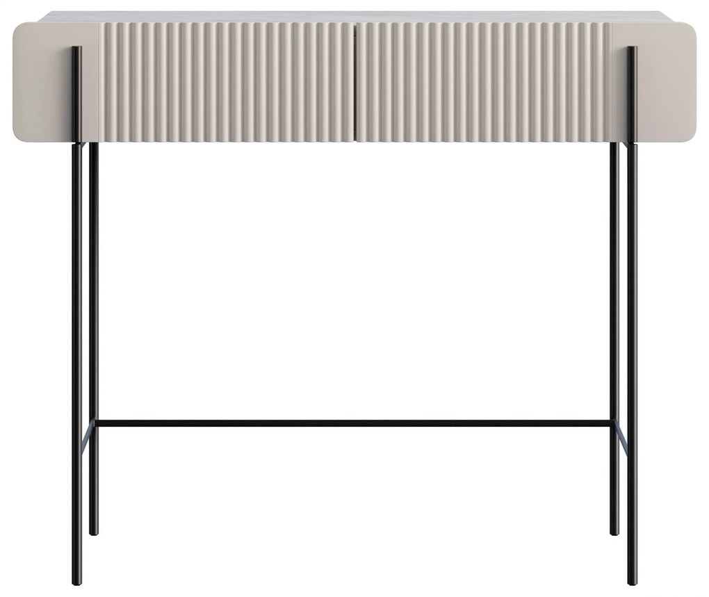 Malmi fiókos sminkasztal 100 cm - kasmír / crema bianca / fekete lábak